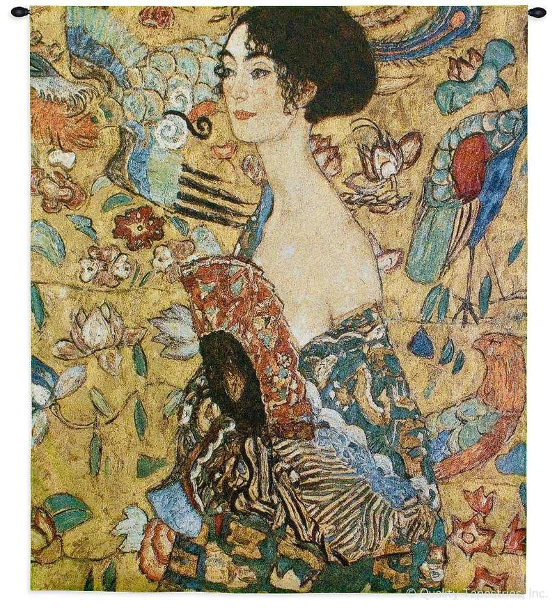 Gustav Klimt Lady With Fan Wall Tapestry