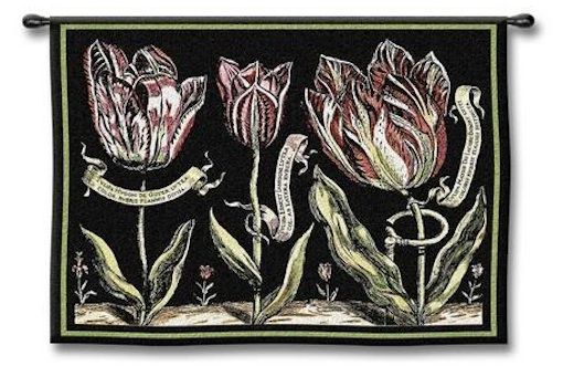 Tulips on Black II Wall Tapestry