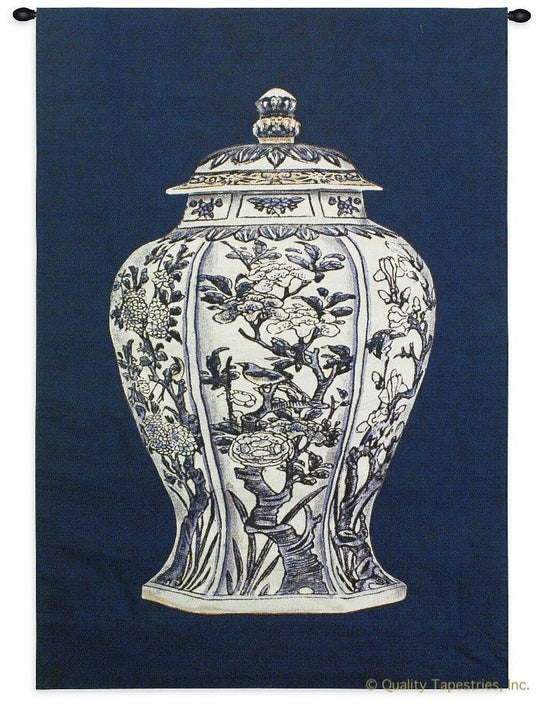 Oriental Blue II Vase Jar Wall Tapestry