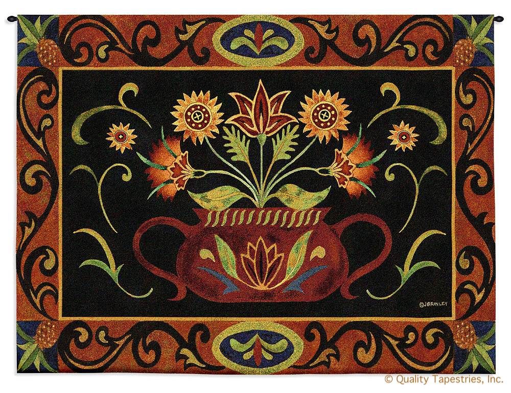 Potted Folk Floral Wall Tapestry