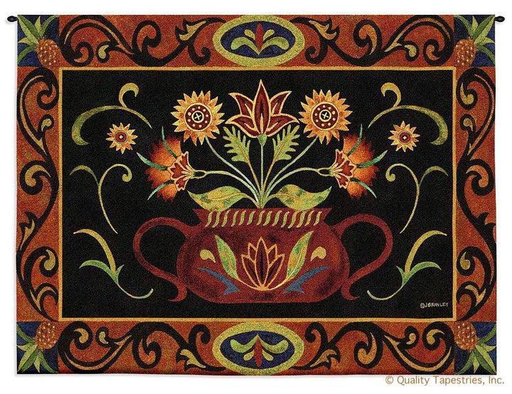 Potted Folk Floral Wall Tapestry