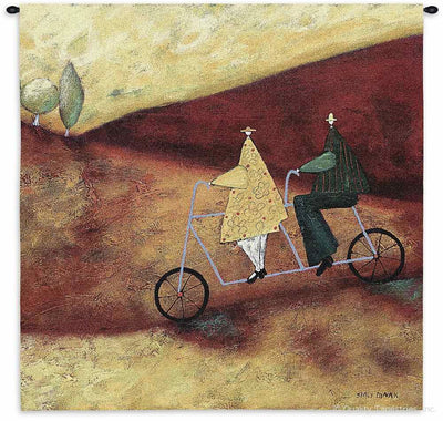 Abstract Tandem Bicycle Wall Tapestry