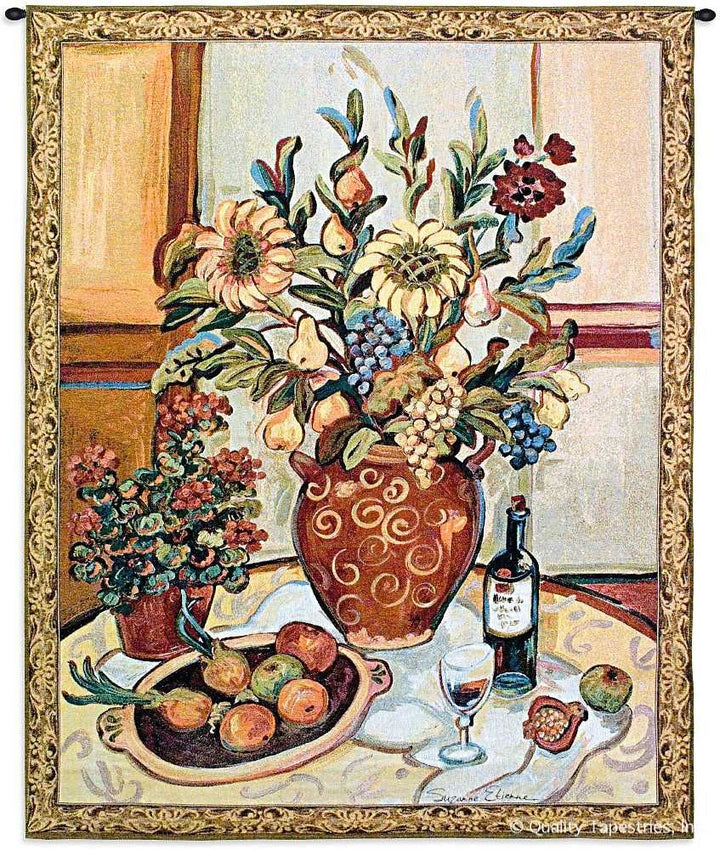 Still Life With Wine Abstract Wall Tapestry