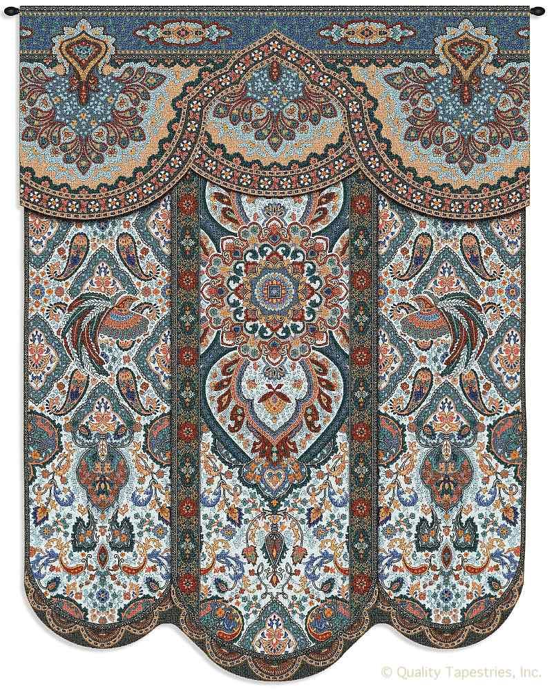 Indian Paradise Blue Motif Wall Tapestry