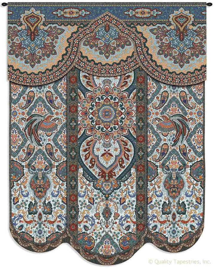 Indian Paradise Blue Motif Wall Tapestry