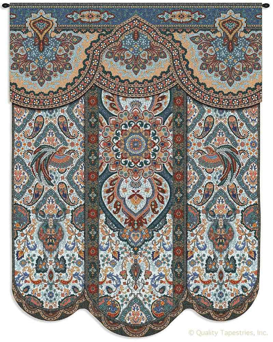 Indian Paradise Blue Motif Wall Tapestry