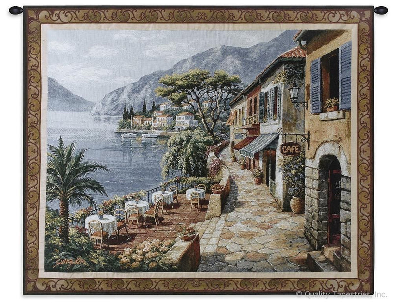 European Seaside Cafe II Wall Tapestry