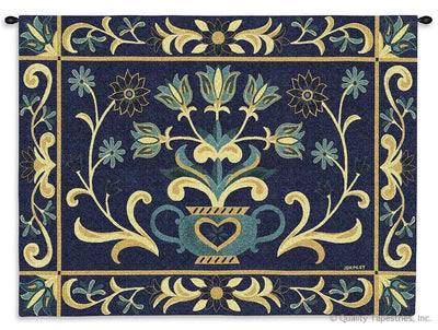 Heritage Floral Blue & Yellow Wall Tapestry