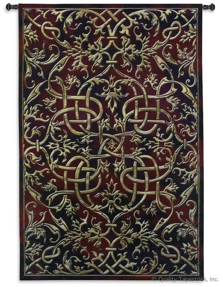 Scrolling Motif I Burgundy Wall Tapestry