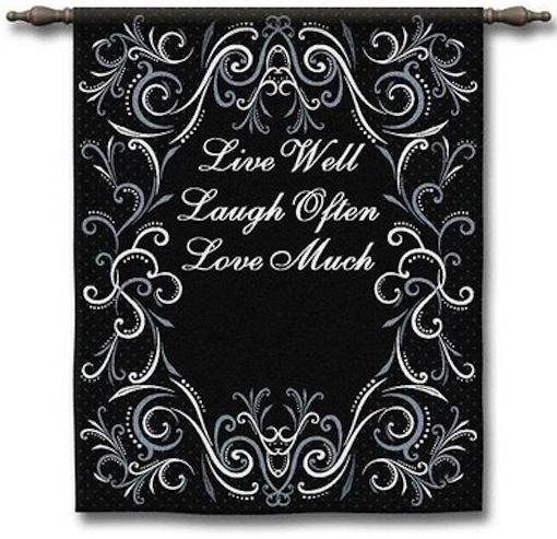 Live Well Black Wall Tapestry