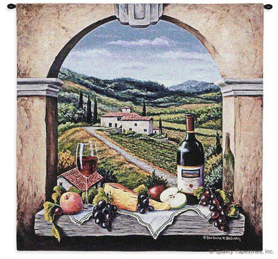 Tuscan Vineyard Road Wall Tapestry