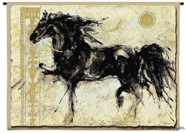 Lepa Zena Black Horse Wall Tapestry