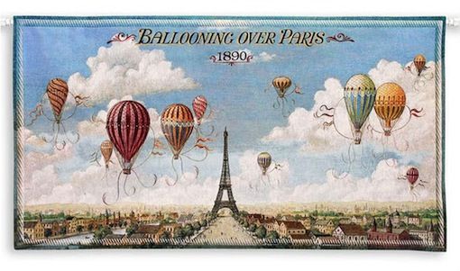 Hot Air Ballooning Over Paris Wall Tapestry