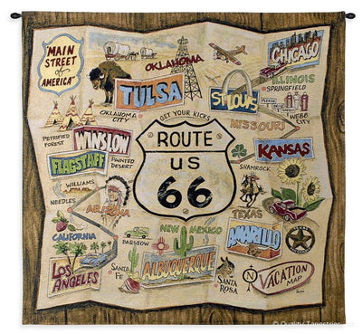US Route 66 Map Wall Tapestry