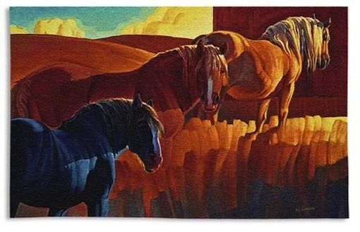 Horses in the Barn Wall Tapestry
