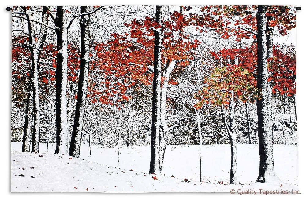 Snowy Autumn Wall Tapestry