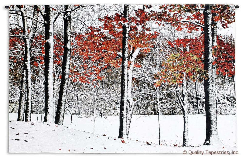 Snowy Autumn Wall Tapestry