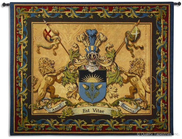 Lion Courage Coat of Arms Wall Tapestry