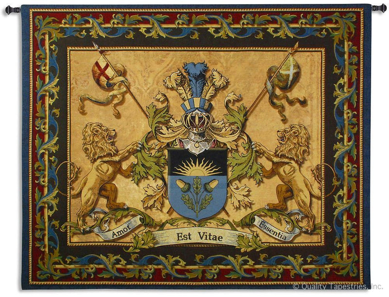 Lion Courage Coat of Arms Wall Tapestry