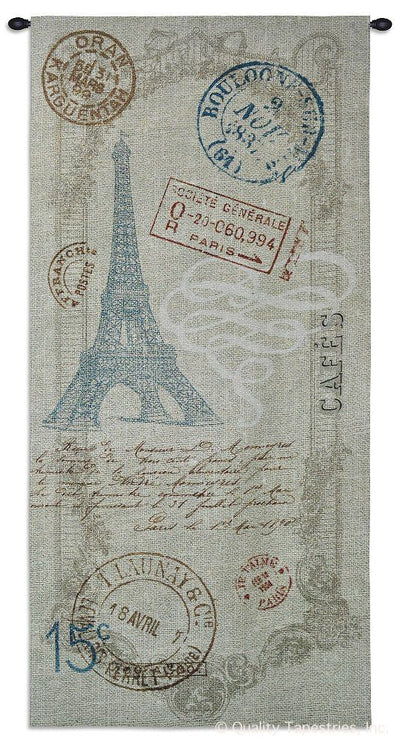 Eiffel Tower Postmark Wall Tapestry