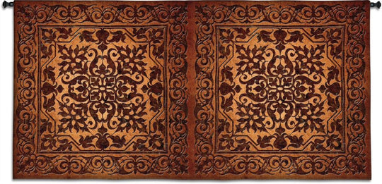 Russet Scrolls Double Wide Wall Tapestry