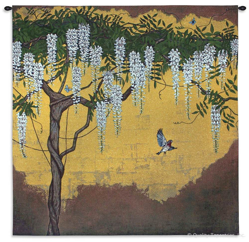 Golden Sky Wisteria Wall Tapestry