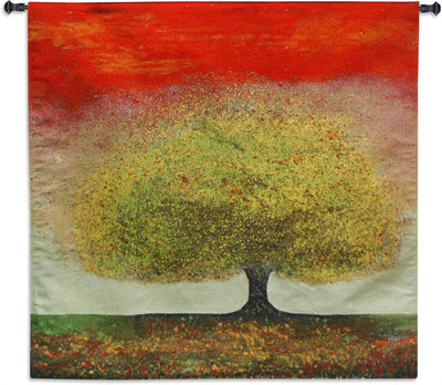 Enchanting Tree Red Sky Wall Tapestry