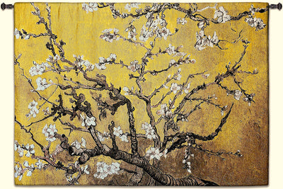 Almond Blossom Yellow Horizontal Wall Tapestry