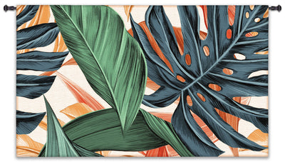Tropical Leaves Horizontal Wall Tapestry
