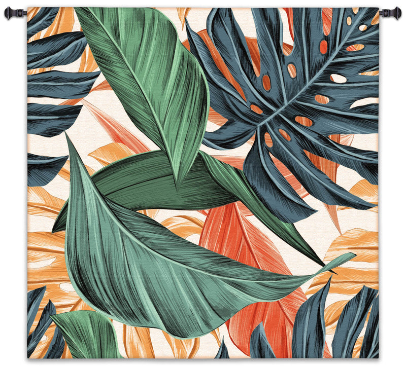 Tropical Leaves Square Wall Tapestry