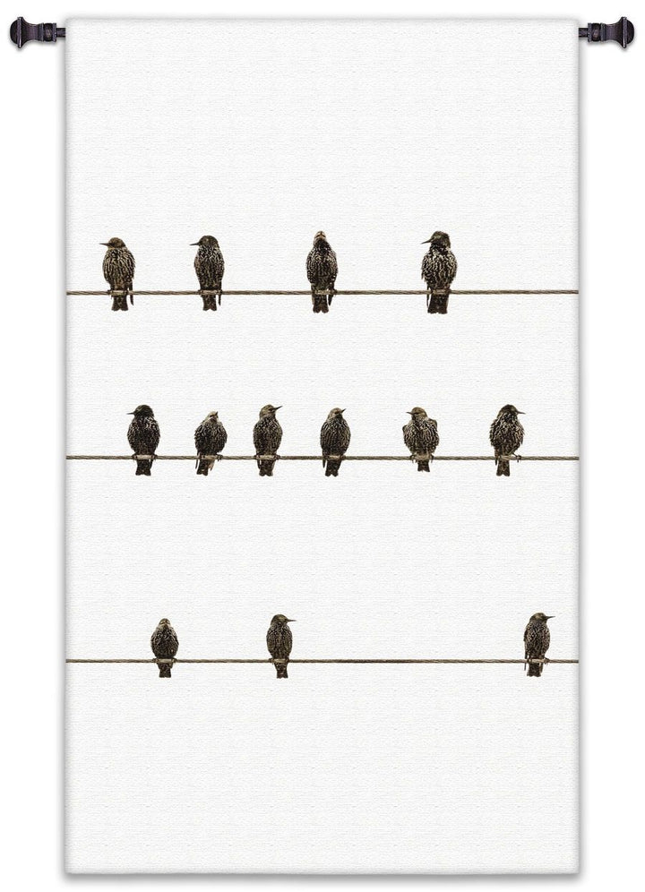 CLEARANCE - Birds on a Wire Vertical Wall Tapestry