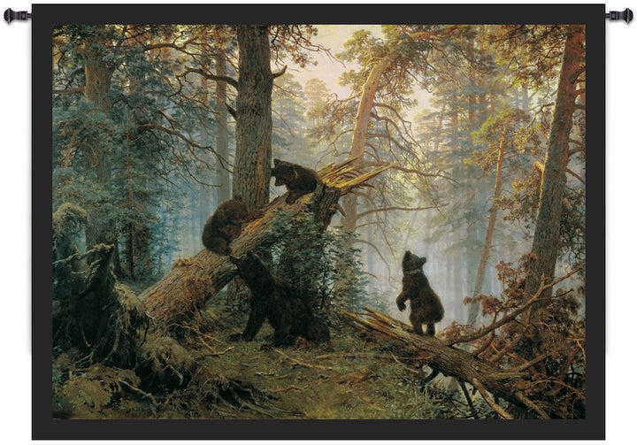 Morning in Pine Forest Wall Tapestry
