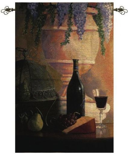 CLEARANCE - Elegant Wine & Cheese Wall Tapestry