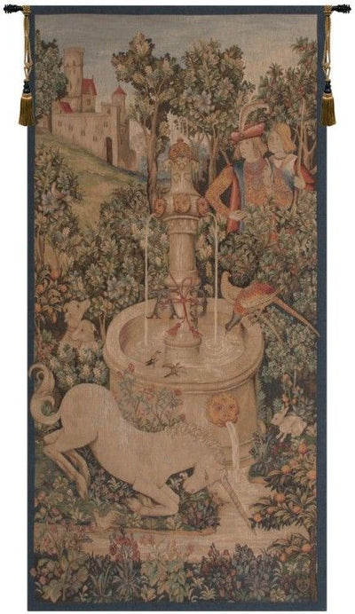 Unicorn at the Fountain Narrow French Wall Tapestry
