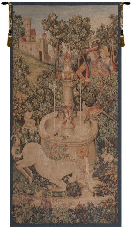 Unicorn at the Fountain Narrow French Wall Tapestry