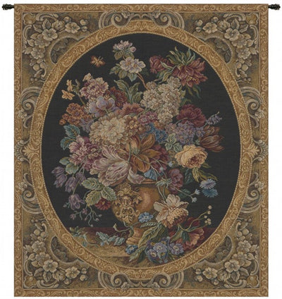 Floral Composition in Dark Green Italian Wall Tapestry