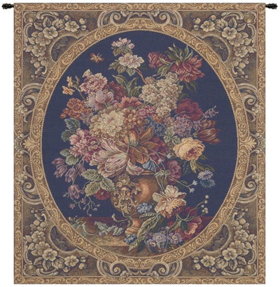 Floral Composition in Dark Blue Italian Wall Tapestry