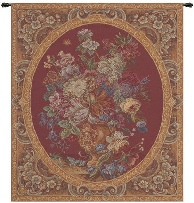 Floral Composition in Burgundy Italian Wall Tapestry