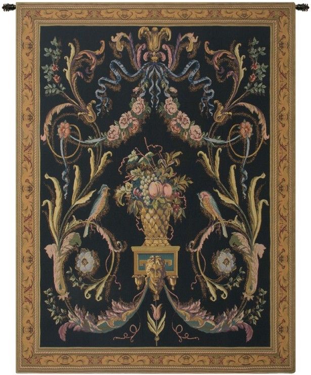 Birds Black Belgian Wall Tapestry