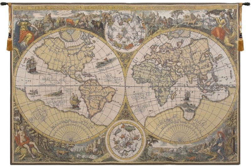 Old World Map Belgian Wall Tapestry