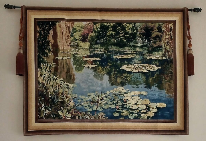 Lake Giverny With Border Belgian Wall Tapestry