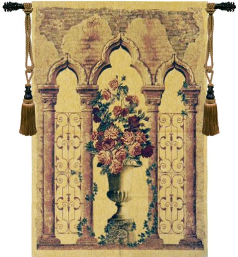 Floral Urn with Columns Belgian Wall Tapestry