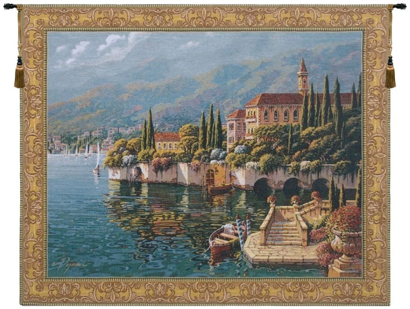 Lake Como Varenna Reflections Belgian Wall Tapestry
