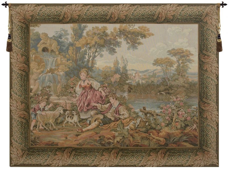 Fountain by the Lake Italian Wall Tapestry
