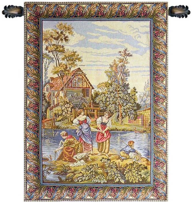 Washing by the Lake Italian Wall Tapestry