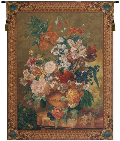 Terracotta Floral Bouquet Gold Belgian Wall Tapestry