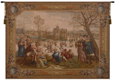 Ice Skaters Horizontal French Wall Tapestry