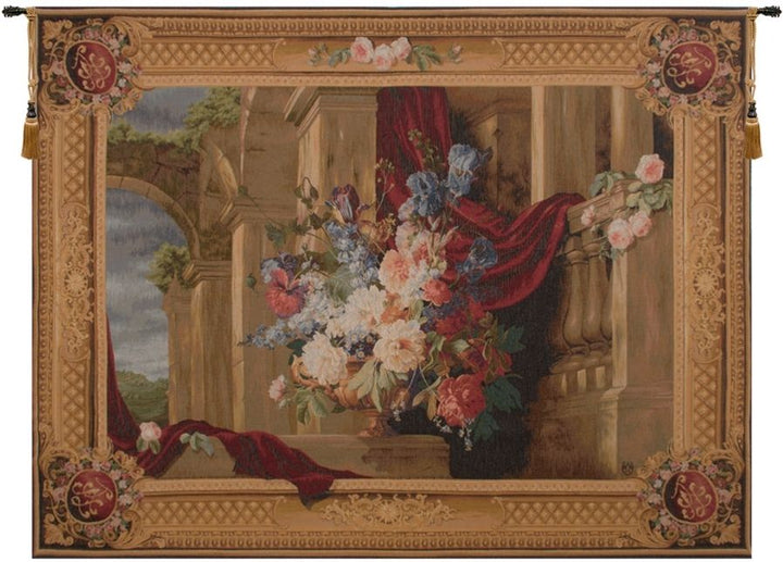 Bouquet Et Architecture Horizontal French Wall Tapestry