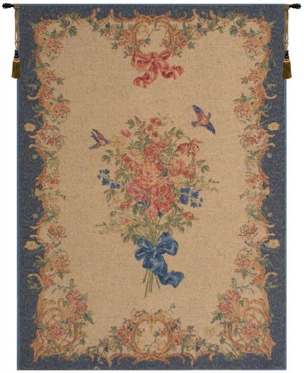 Blue Ribbon Bouquet French Wall Tapestry