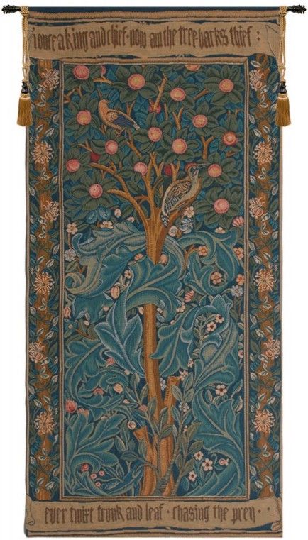 Woodpecker with Verse French Wall Tapestry